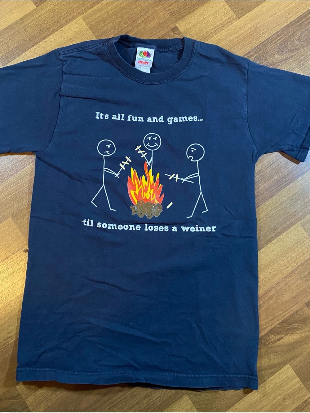 Fruit of the Loom Navy Graphic Campfire Humor T-Shirt